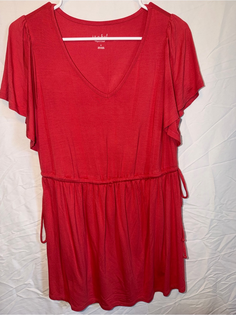 Isabel Maternity by Ingrid & Isabel Red V-Neck Tie-Waist Flutter Sleeve Top